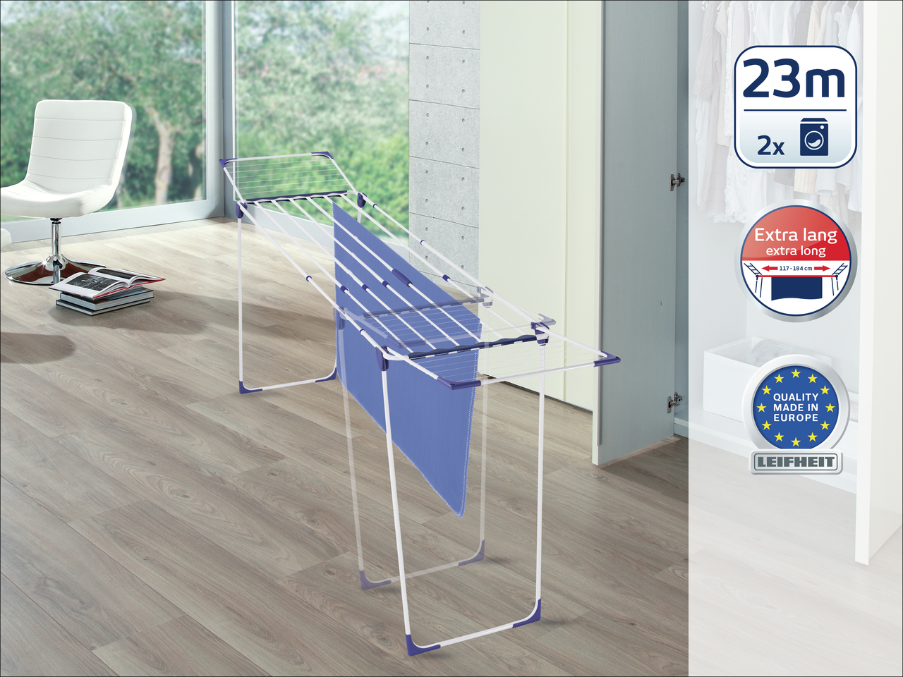 מתקן יבוש כביסה מתרחב CLASSIC Extendable 230 Solid תליה 23 מטר